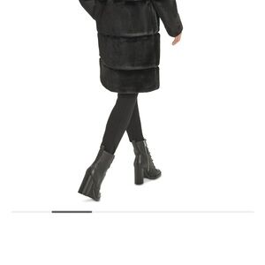 KARL LAGERFELD PARIS
Womens Faux-Leather Trim Faux-Fur Coat